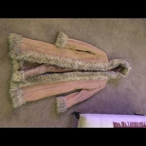 BeBe Hooded Suede Faux Fur coat